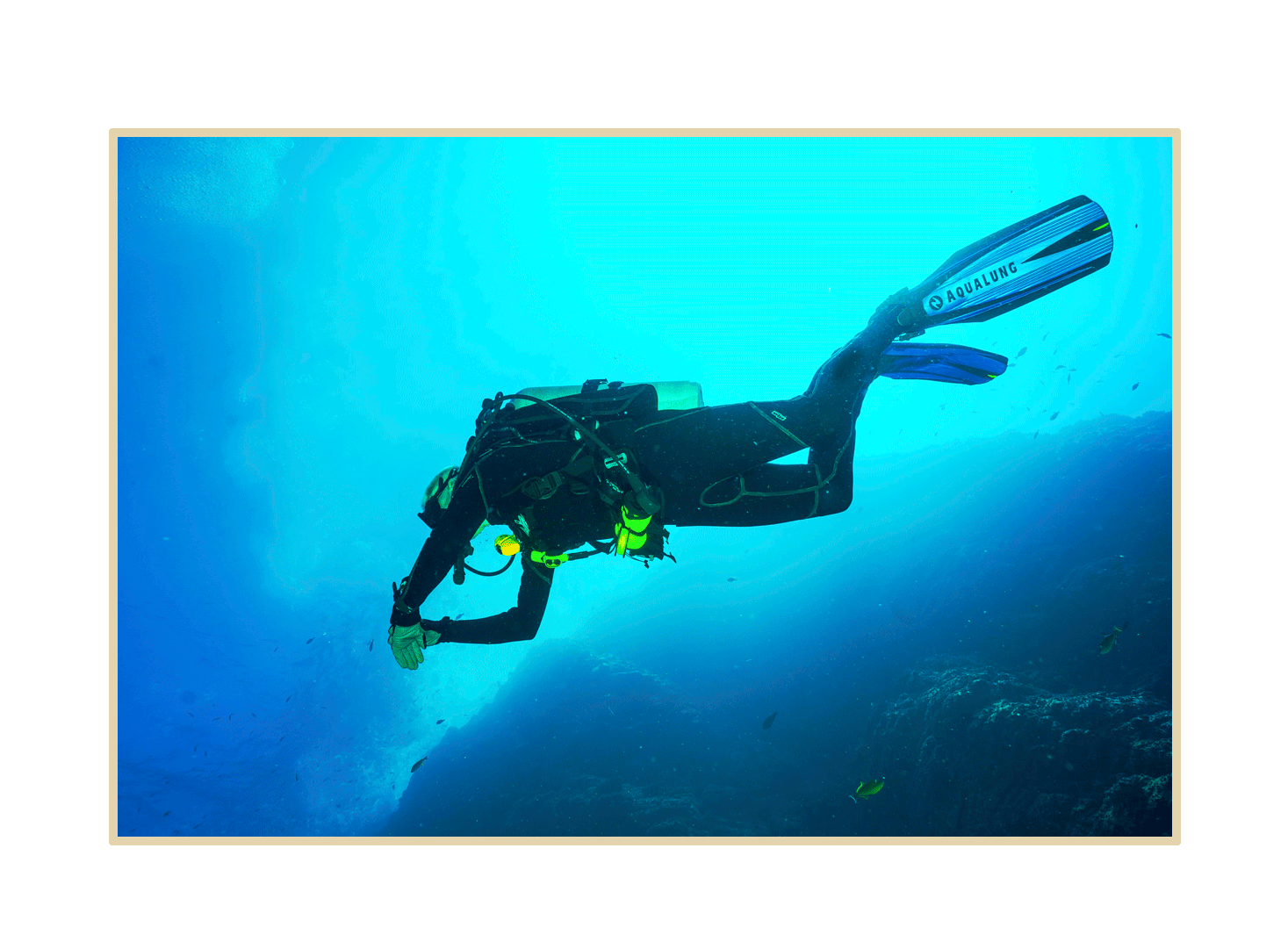 A man scuba diving solo