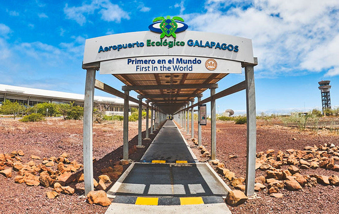 Baltra Airport Entrance Sign